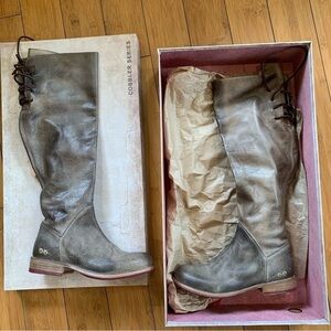 Bed Stu Manchester Taupe Knee high lace up boots